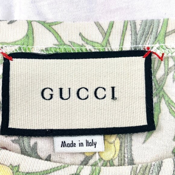 Gucci White Floral & Letter Print Cotton Short Sleeve T-Shirt XS - Picture 6 of 8
